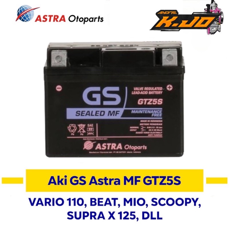 Jual Aki Motor Honda Beat GTZ5 GS Astra Original / Accu kering / Aki