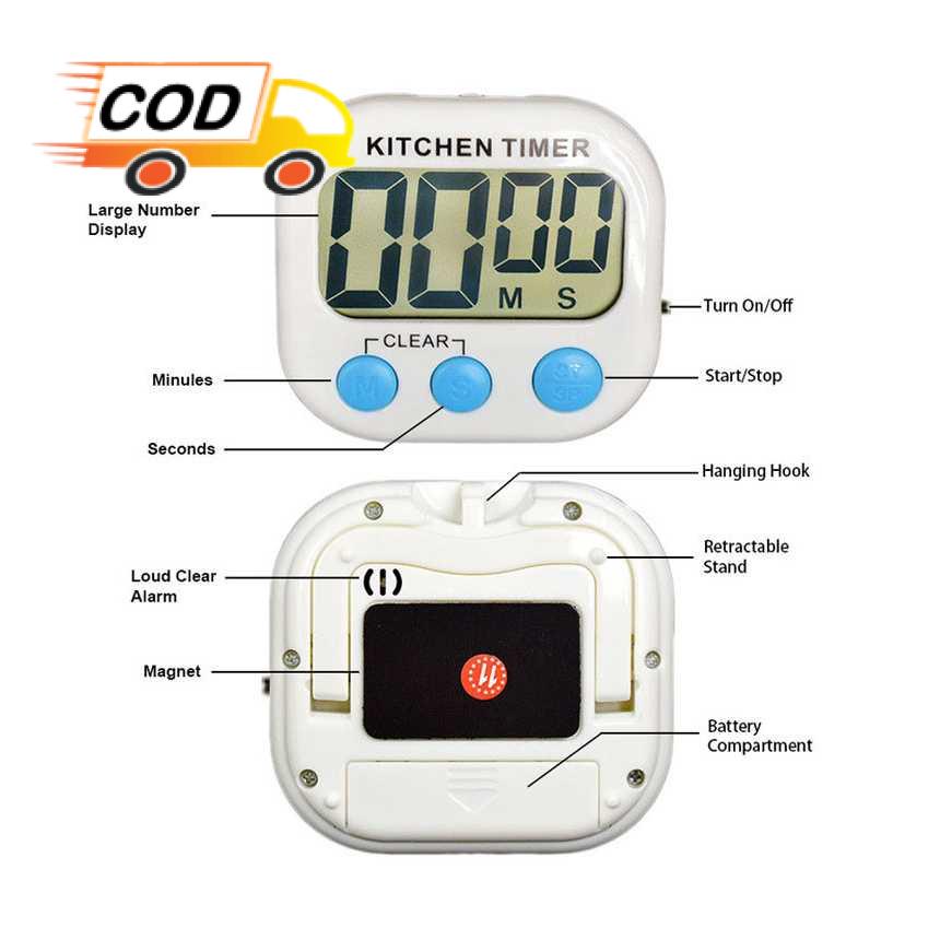 Jual Timer Masak Dapur Meja LCD Bunyi Suara Alarm Keras Hitung Mundur ...