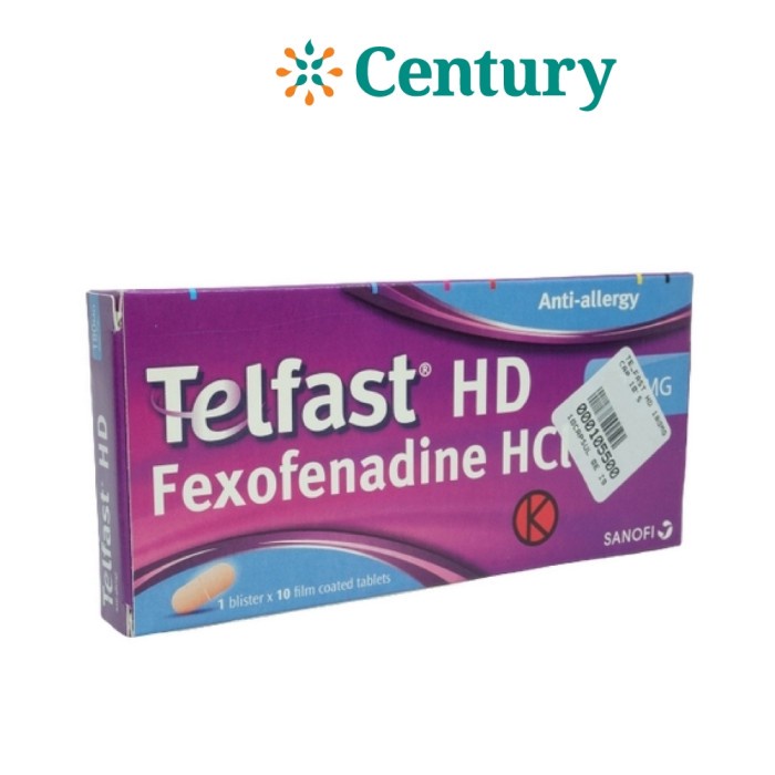 Jual TELFAST HD 1 BLISTER 10 TABLET / FEXOFENADINE HCl 180 MG / ALERGI ...