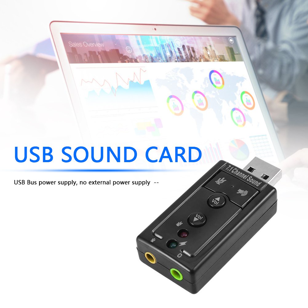 Jual &7.1 External PC USB Sound Card 3.5mm AUX Headphone Microphone ...