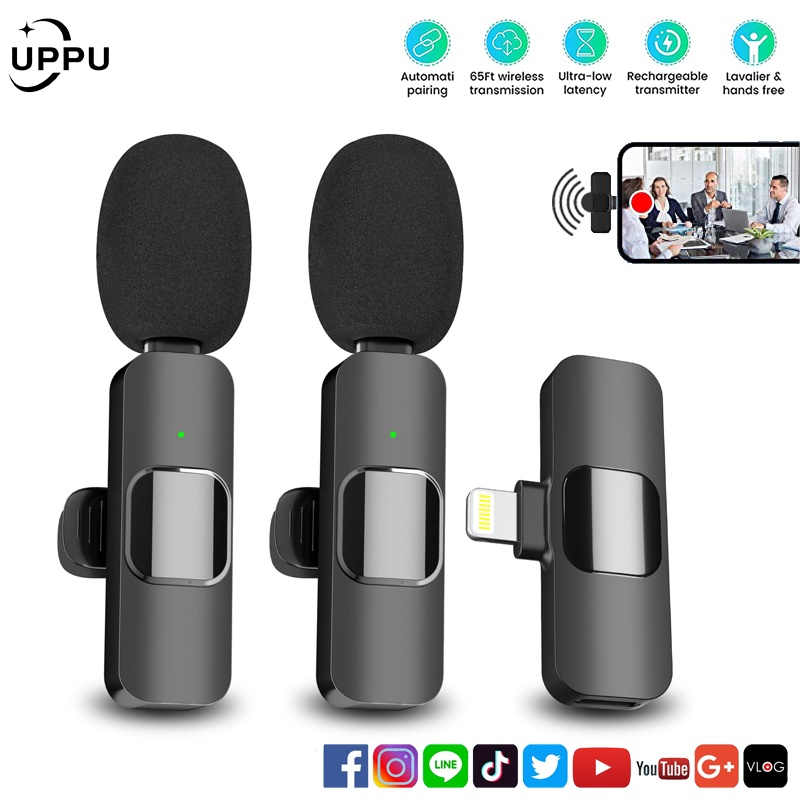 Jual UPPU Mic Wireless Clip on Nirkabel mikrofon lavalier Portabel Video pembuatan Rekaman