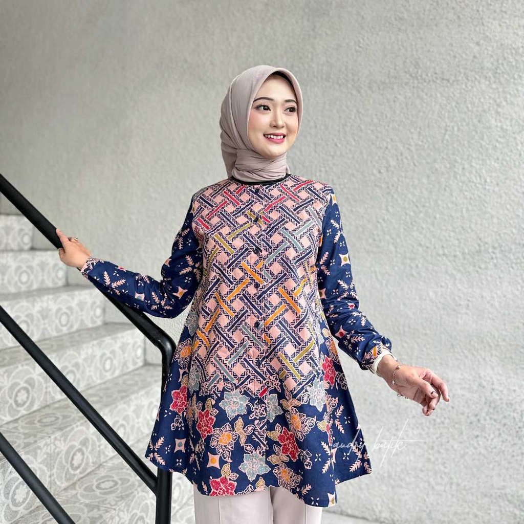 Jual Audry - Vania - Blouse Batik Wanita Panjang Hijab Kerja Modern ...