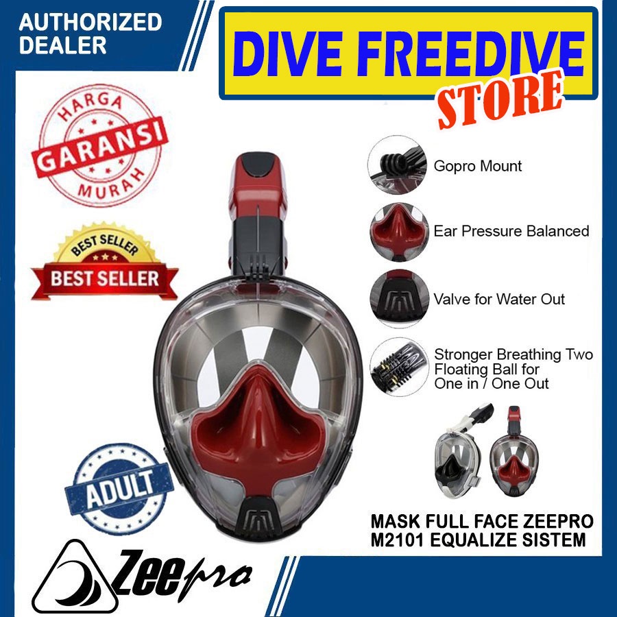 Jual Mask Full Face Zeepro M2101 Ear Equalizing Masker Kacamata Snorkel