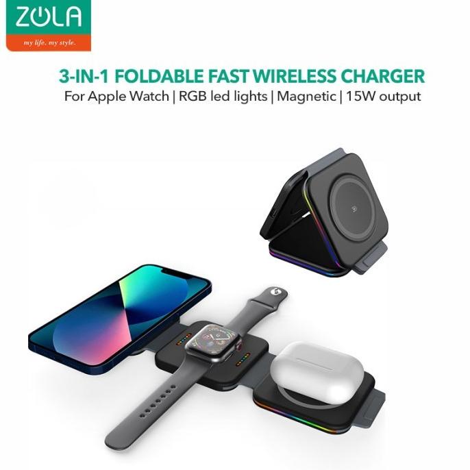Jual Trend Zola 3 In 1 Magsafe Wireless Fast Charger 15W Apple Watch ...