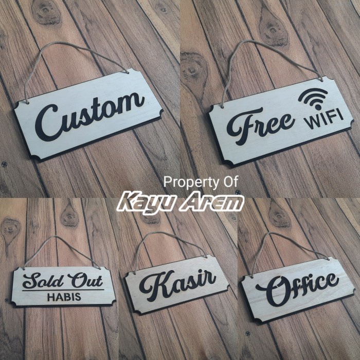 Jual Custom Tulisan Gantungan Kayu Sign Custom Free Wifi Kasir Office Shopee Indonesia 0956
