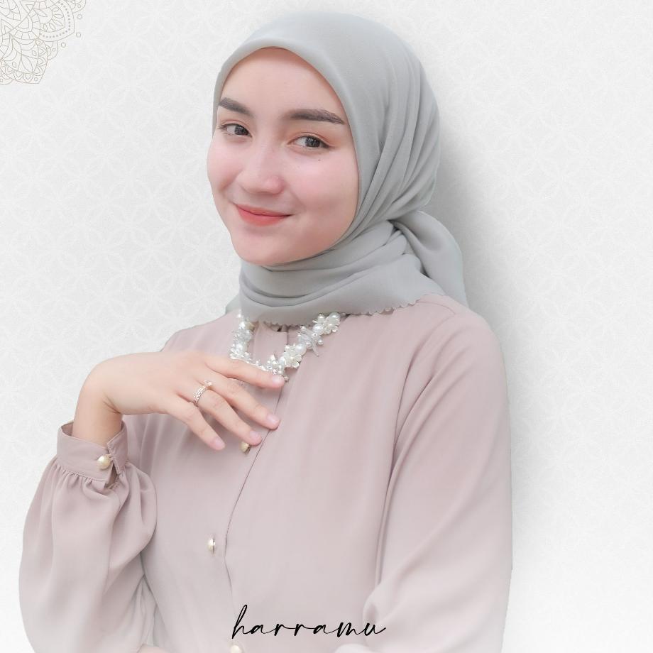 Jual Harramu Jilbab Segiempat Warna Abu Muda Voal Paris Premium Polos Hijab Segi 4 Empat 3753