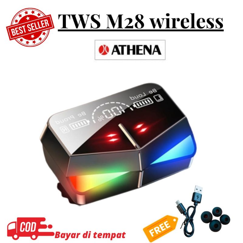 Jual M28 - HEADSET BLUETOOTH WIRELESS TWS M28 LIGHT GAMING LOW DELAY ...