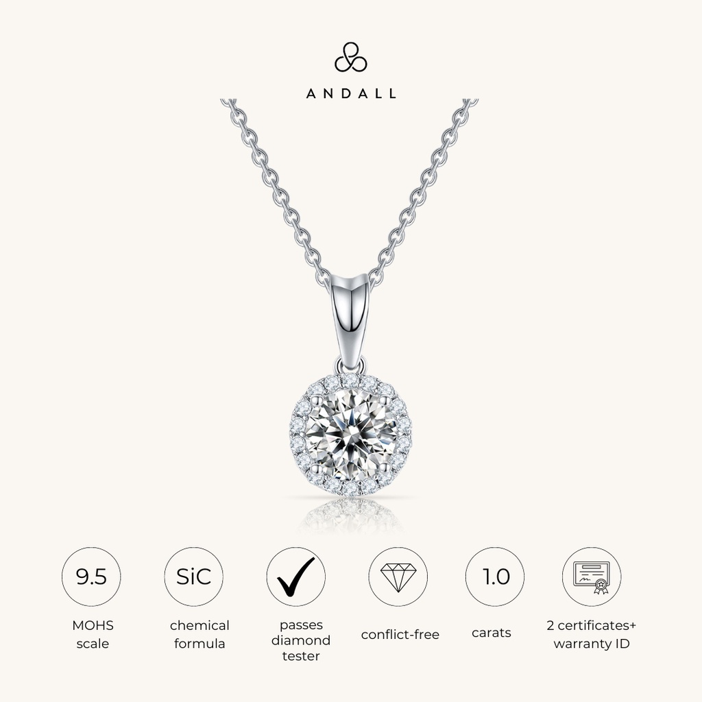 Jual ANDALL - Diana Moissanite Necklace [D-E VVS 1.0CT MOISSANITE ASLI ...