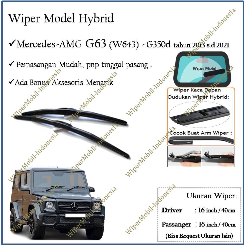 Jual Wiper Hybrid Mercedes AMG G63 W643 G350d 2013 2014 2015 2016 2017 ...
