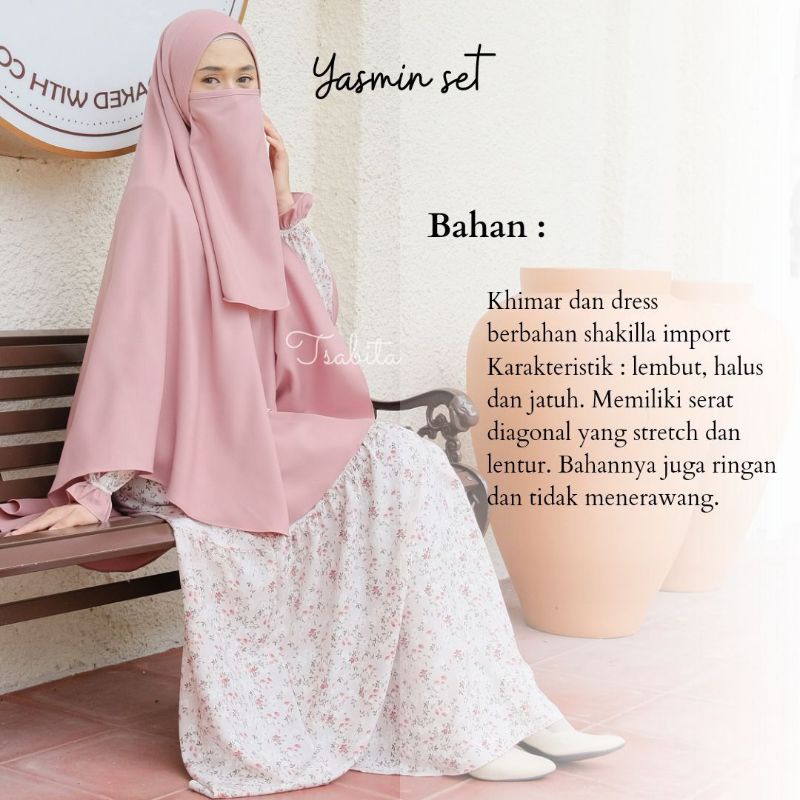 Jual Yasmin Set By Tsabita Gamis Syar I Shakila Motif Premium Khimar Ped Antem Polos Jumbo Free