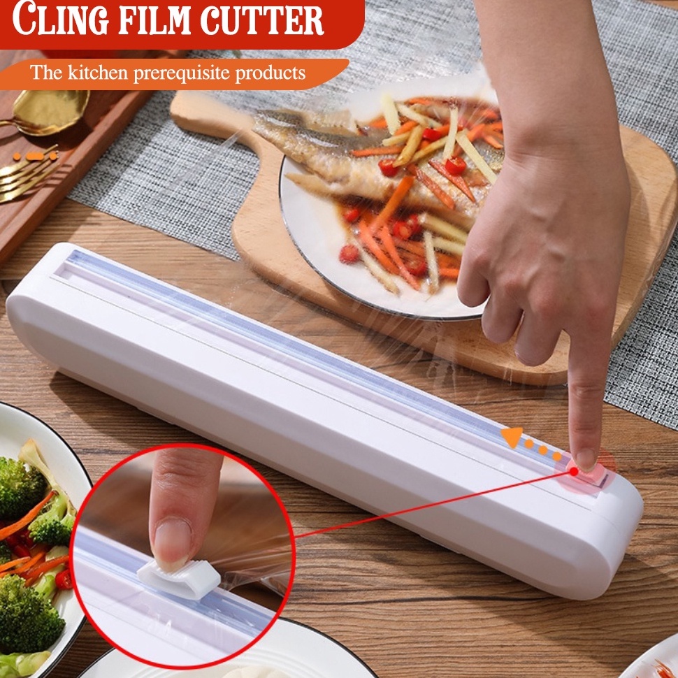 Jual Baru.. Household Kitchen Plastik Cling Wrap Dispenser Alumunium