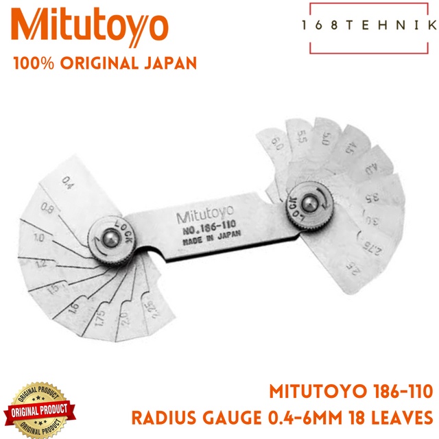 Jual MITUTOYO 186110 / MITUTOYO RADIUS GAUGE 0.46MM 18 LEAVES