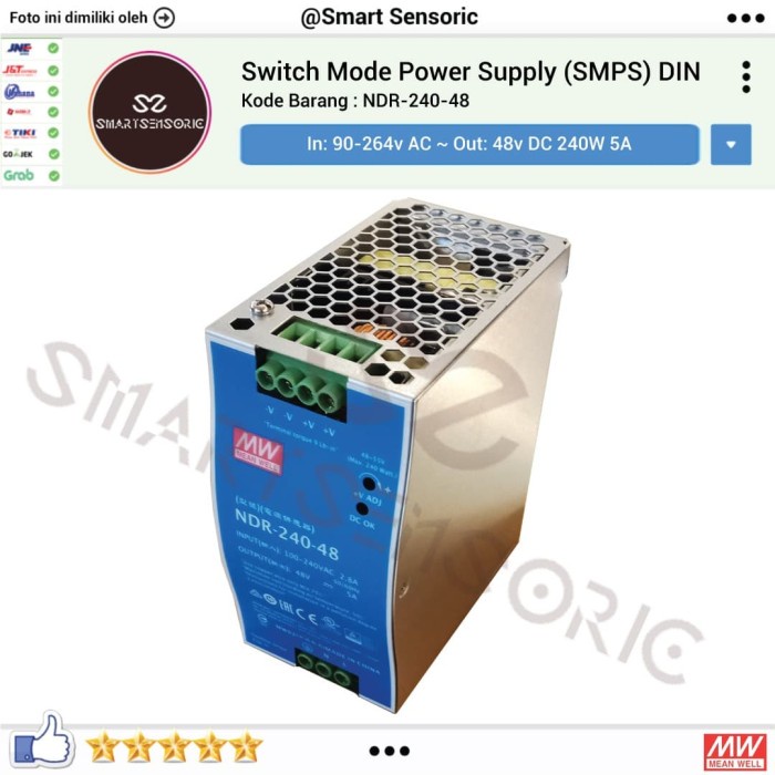 Jual Meanwell NDR-240-48 Switch Mode Power Supply 48v 5A SMPS DIN ...