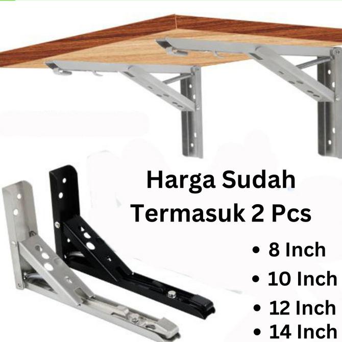 Jual Siku Rak Dinding Besi Lipat Stainless Bracket Rak Engsel Siku Besi Shopee Indonesia