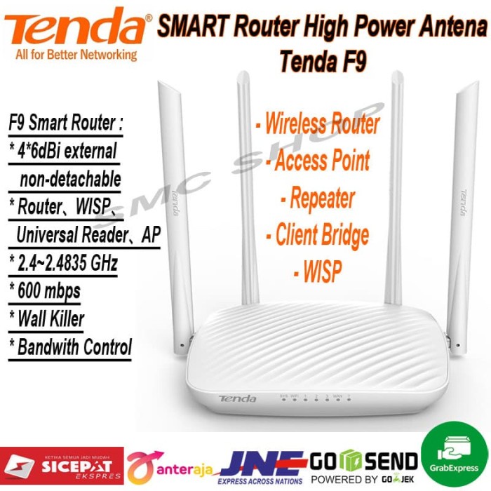 Jual Wall Killer Tenda F9 Wireless N Router 600mbps Original Smart