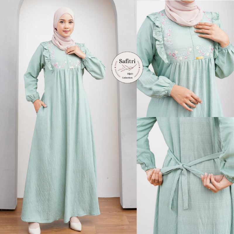 Jual ZORA DRESS 2 Gamis bahan polo linen bahan adem menyerap keringat