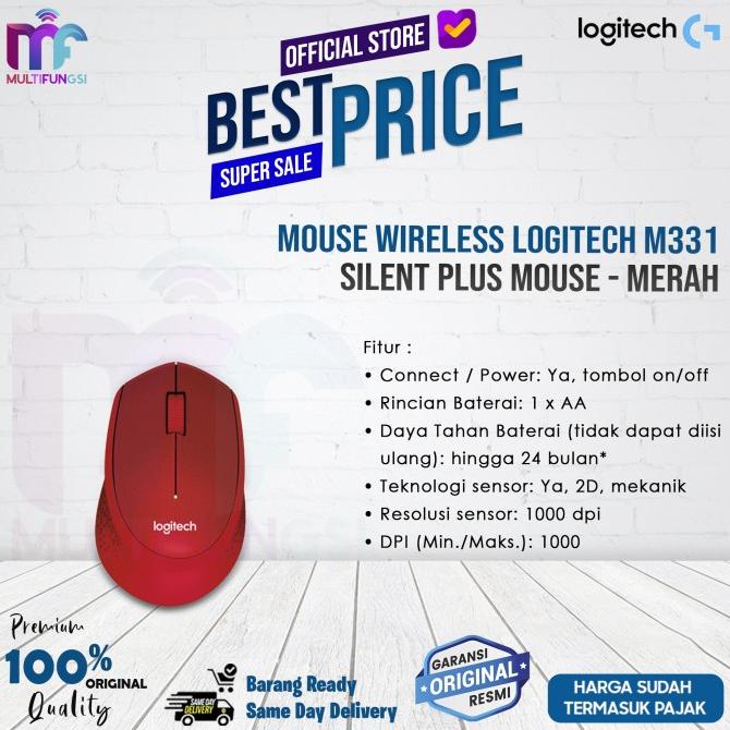 Jual LOGITECH Wireless Mouse Optical M331 SILENT PLUS M-331 RED ...