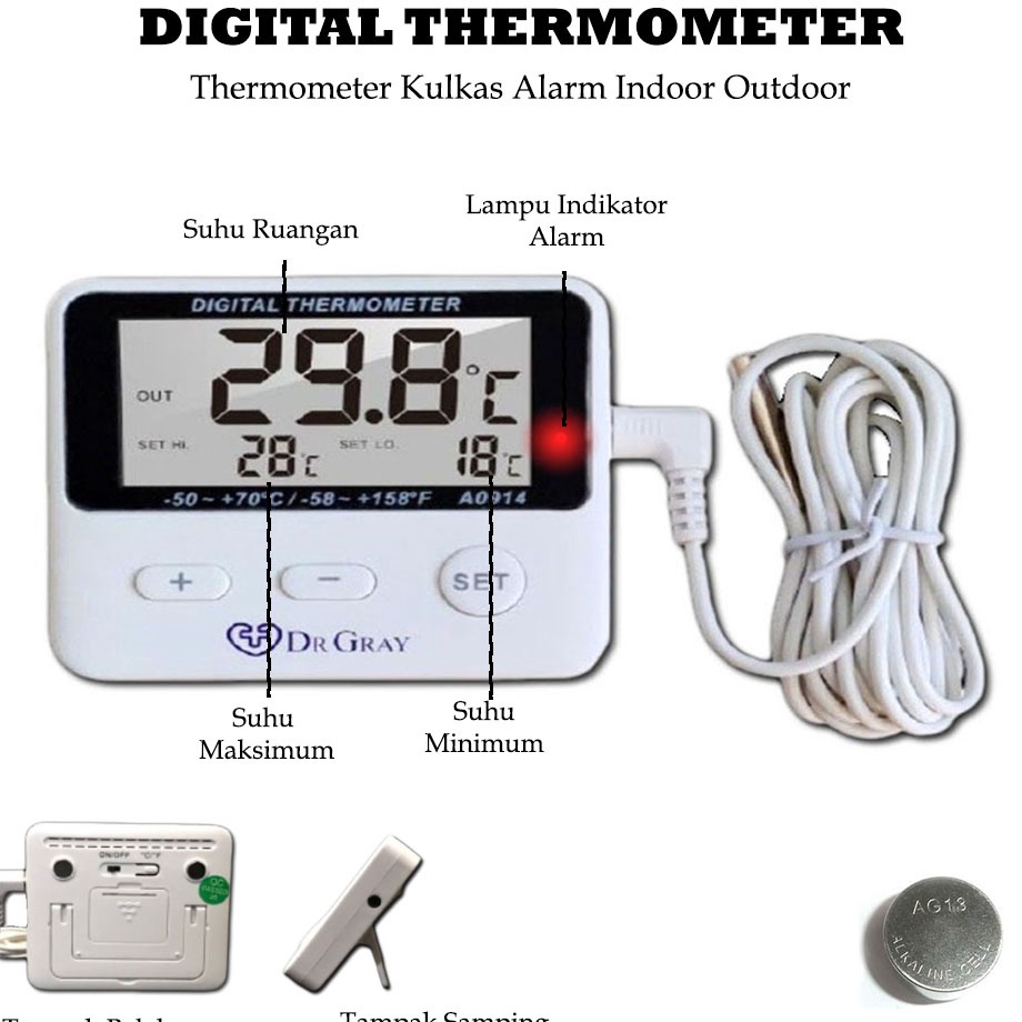 Jual Yiv Alarm kulkas Termometer Kulkas indoor outdoor model A914 e Paling Dicari Bayar Di