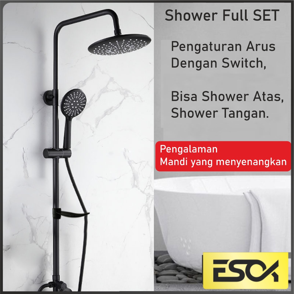 Jual Sx7 Esok Shower Tiang Set Minimalis Black Hitam Paket Lengkap Shower Kamar Mandi P8k 