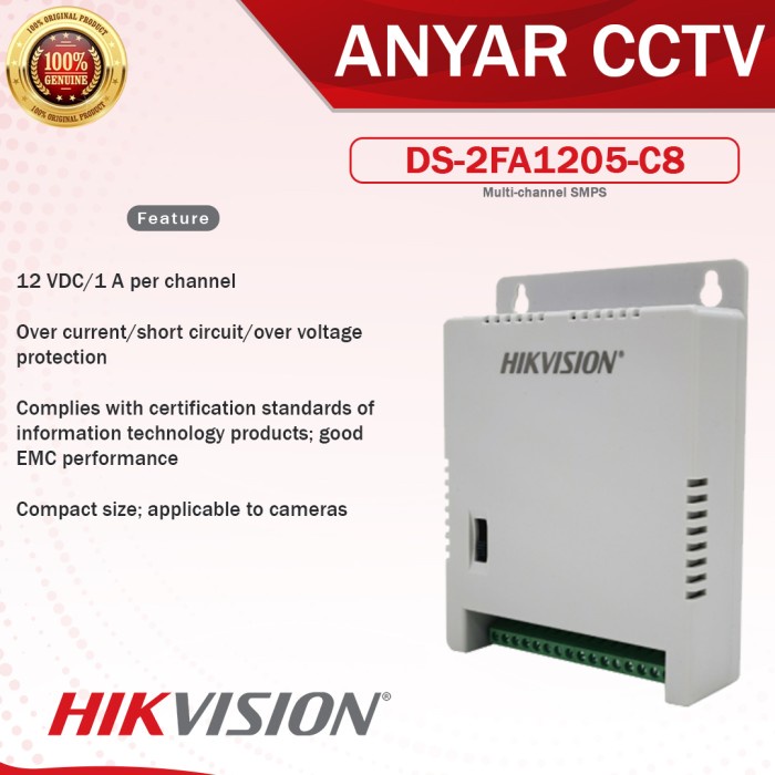 Jual POWER SUPPLY HIKVISION 8 CHANNEL DS2FA1225C8 HIKVISION POWER