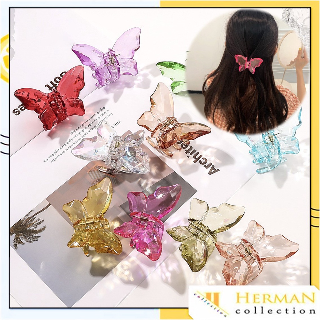 Jual Hc Jedai Rambut Motif Kupu Kupu Kristal Butterfly Korean Jepit Hair Claw Transparant Hair 