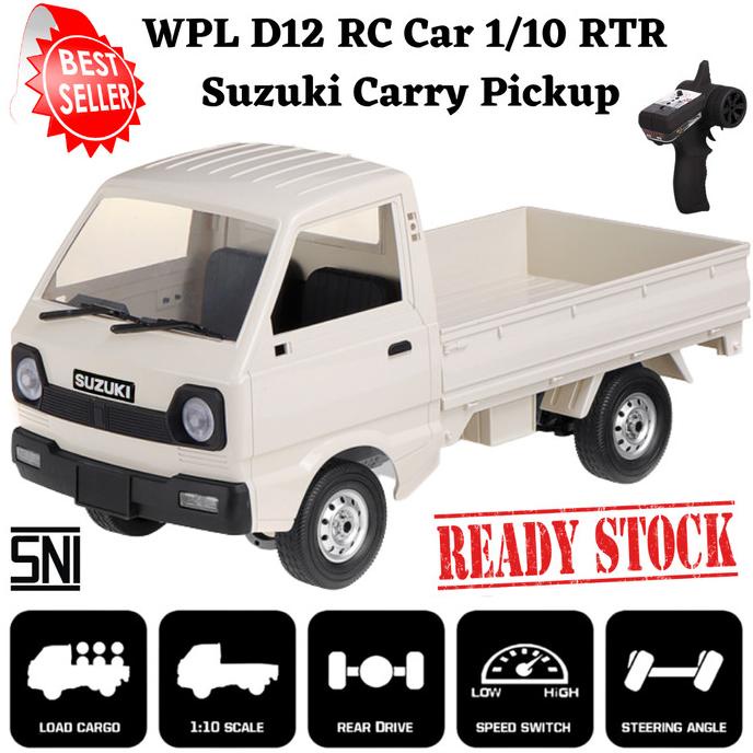 WPL D12 1/10 Scale RC Crawler Pickup Truck - 2.4Ghz, 20km/h, With Trailer, Silver