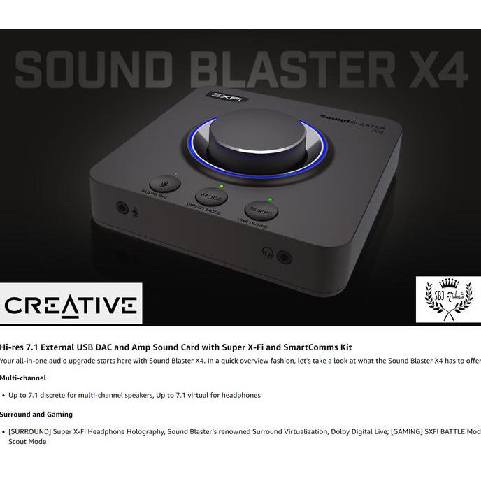 Jual CREATIVE Sound Blaster X4 Hi-res 7.1 USB DAC Amp Sound Card PS4 ...
