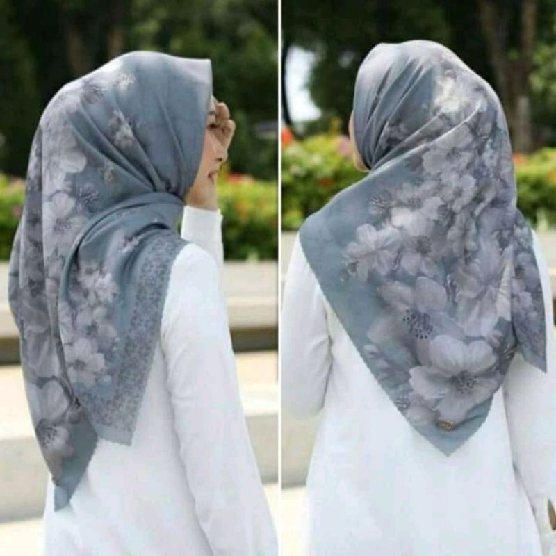 Jual Hijab Segi Empat Original Abu Silver Motip Lasercut Printing Premiumhijab Voal Motif 5142