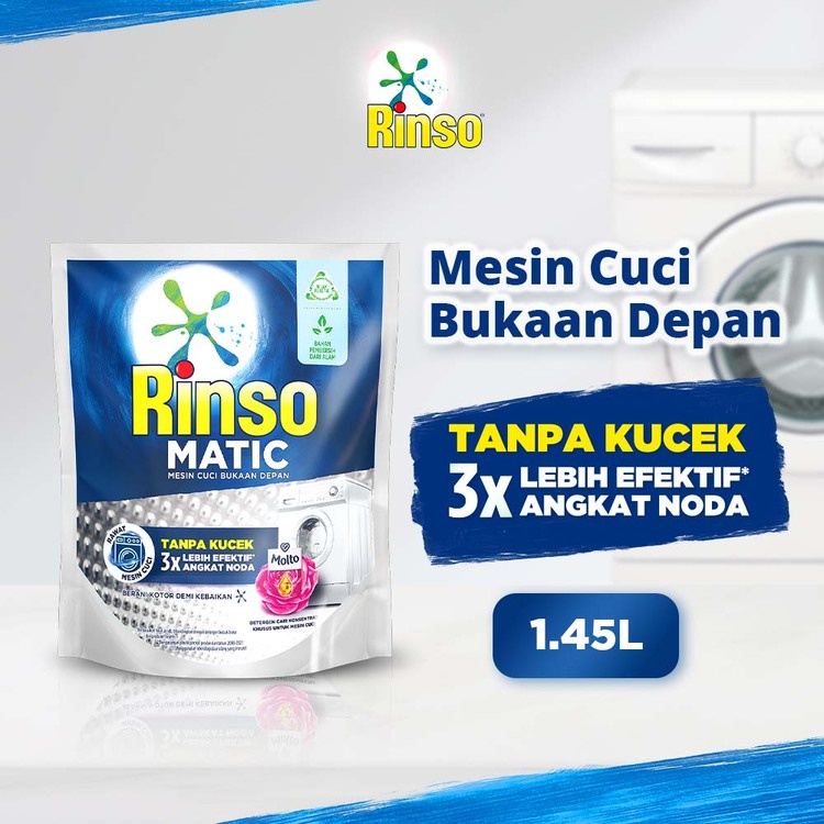 Jual Rinso Matic Deterjen Cair Detergent MESIN CUCI BUKAAN DEPAN 3x Efektif Angkat Noda 1 45L