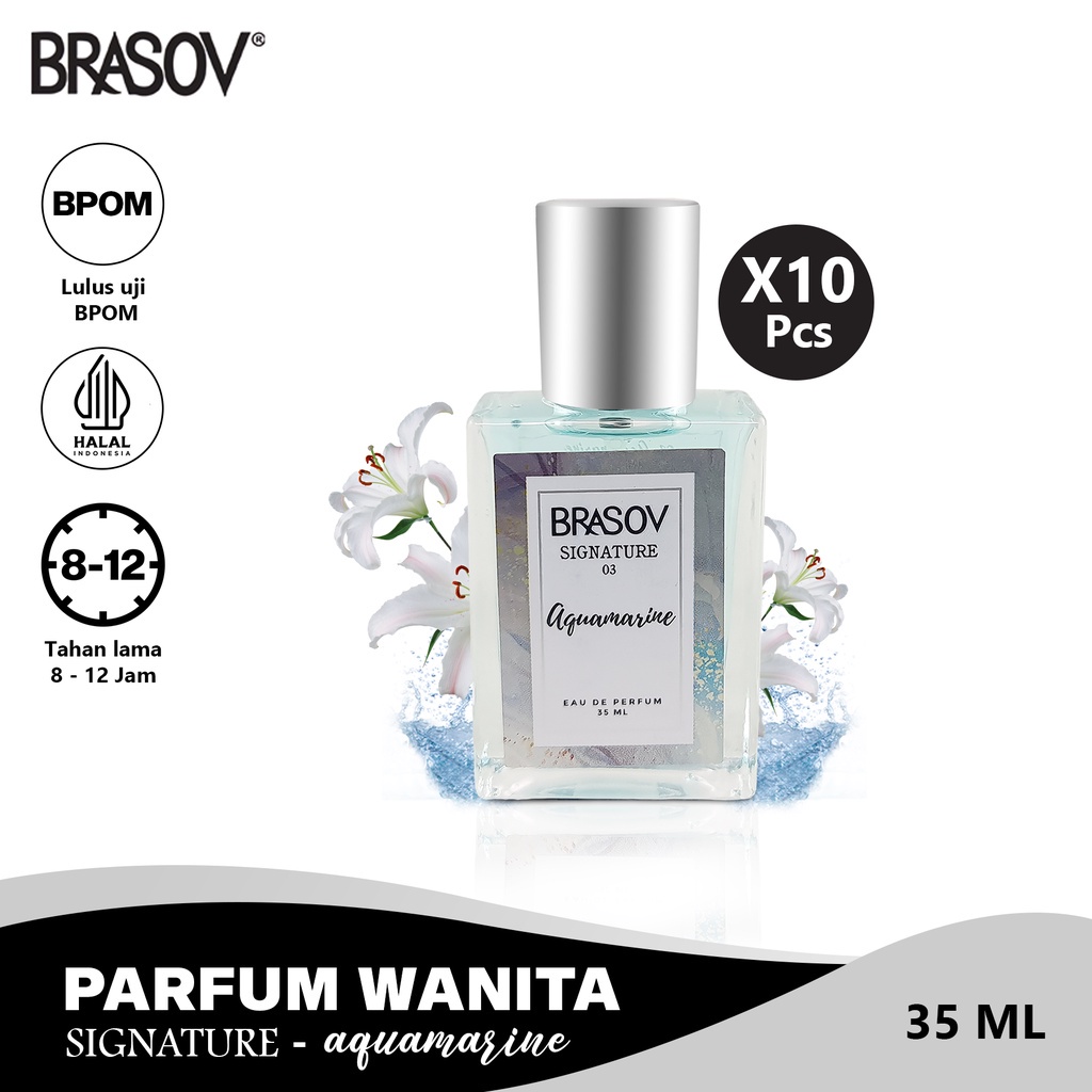 Jual BRASOV Parfum Female Aquamarine Eau De Parfume 35 Ml Combo 10