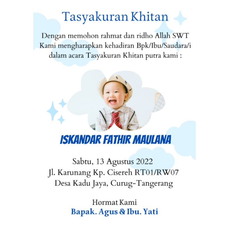 Jual 110 undangan khitan mini kopi/permen khitanan / sunat pakai foto