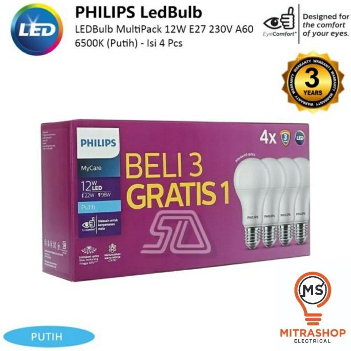 Jual Lampu Philips LED [PACK] Bulb 12W E27 6500K 230V A60-MyCare (PROMO ...