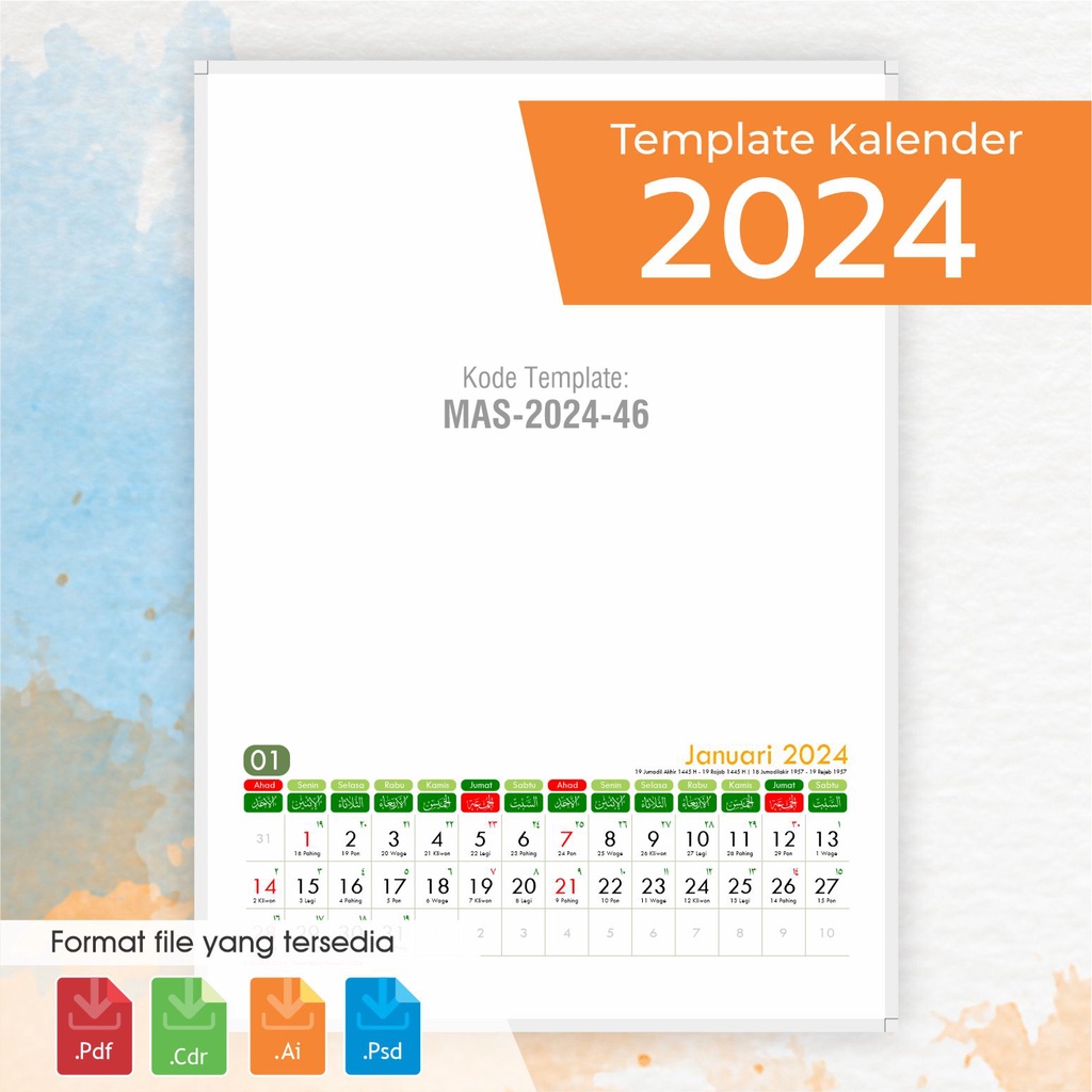 Jual Softfile Kalender 2024, lengkap dengan kalender jawa, hijriyah