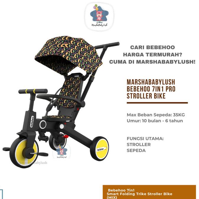 Jual (READY) BEBEHOO GEN 7in1 SMART FOLDING TRIKE STROLLER