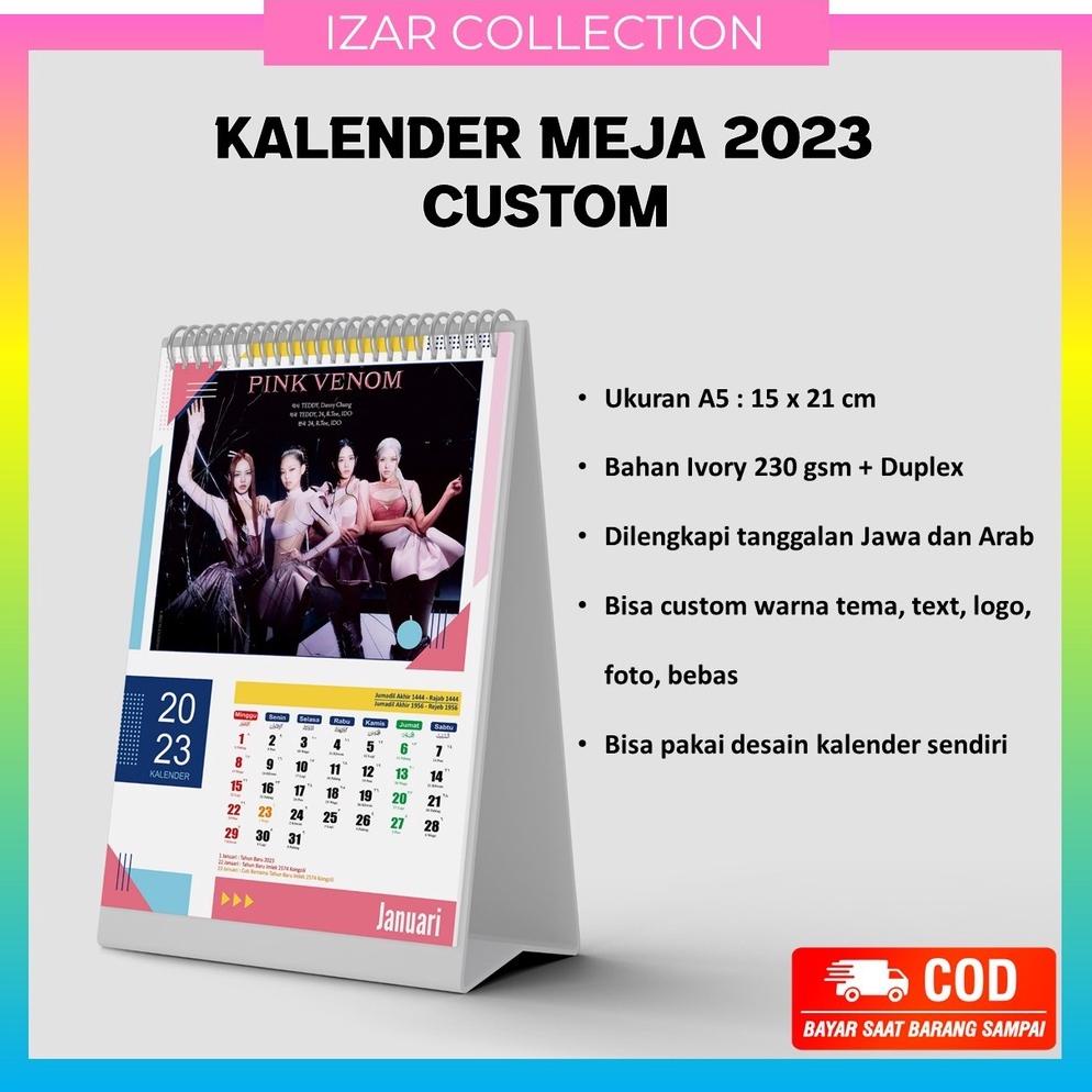 Jual Kalender Meja 2023 Aesthetic Masehi dan Hijriyah Custom Gambar