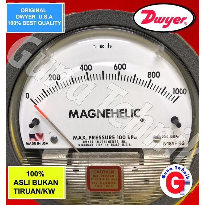 Jual Dwyer Magnehelic 0-1000 Pascal Differential Pressure Gauge ...