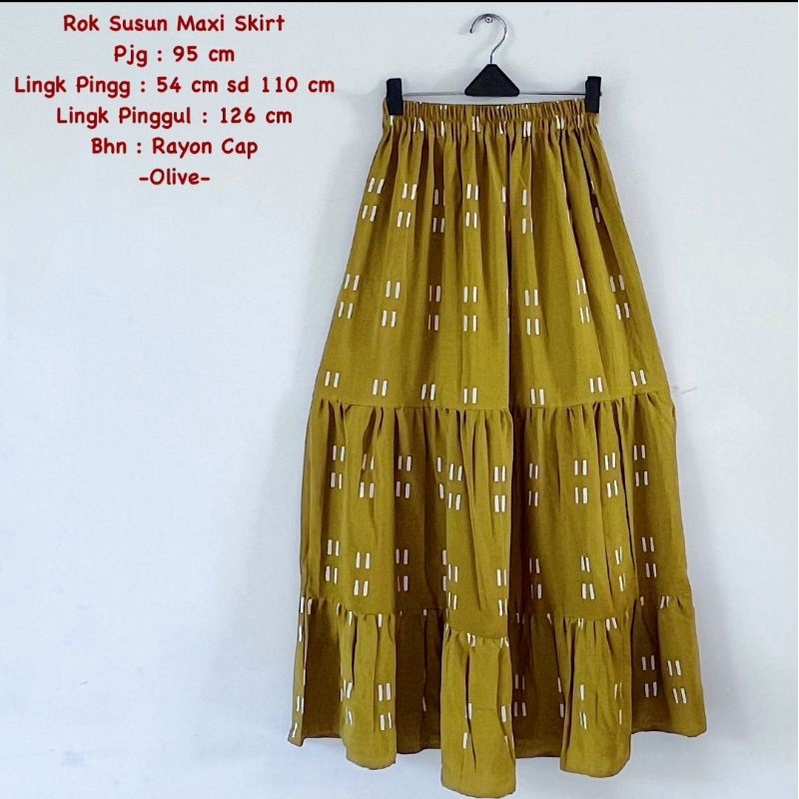 Jual ROK RUFFLE MAXI SKIRT ROK BATIK PANJANG ROK SUSUN BAHAN RAYON ...