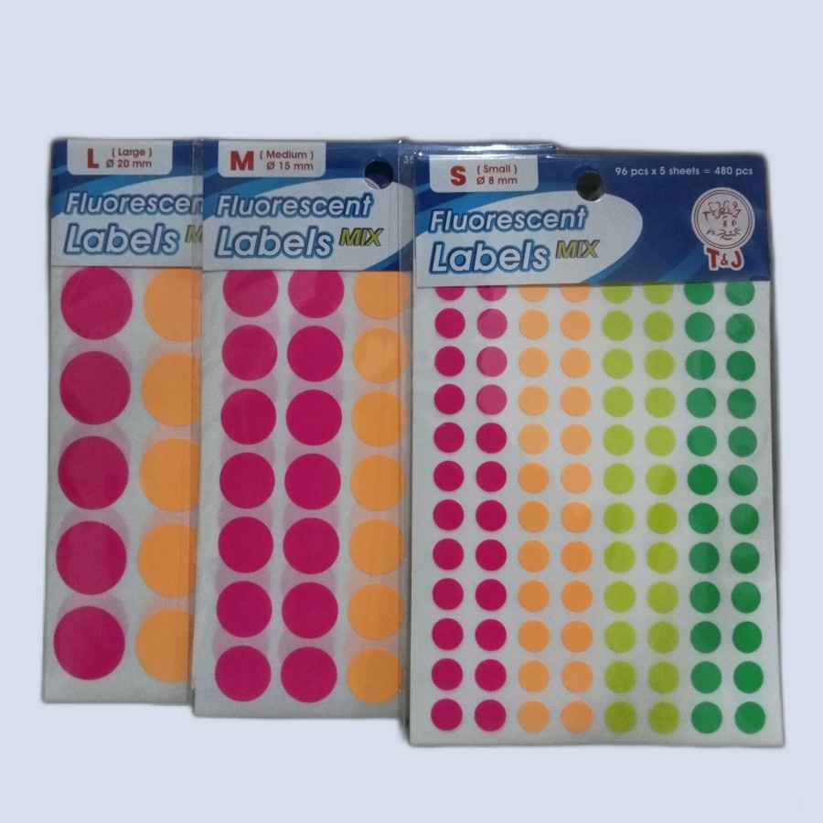 Jual Sticker Label Bulat Warna/ Fluorescent Labels Mix Tom & Jerry ...