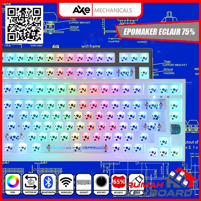 Jual EPOMAKER - ECLAIR 75% - 3 MODE - RGB - WHITE - HOTSWAP - KEYBOARD ...