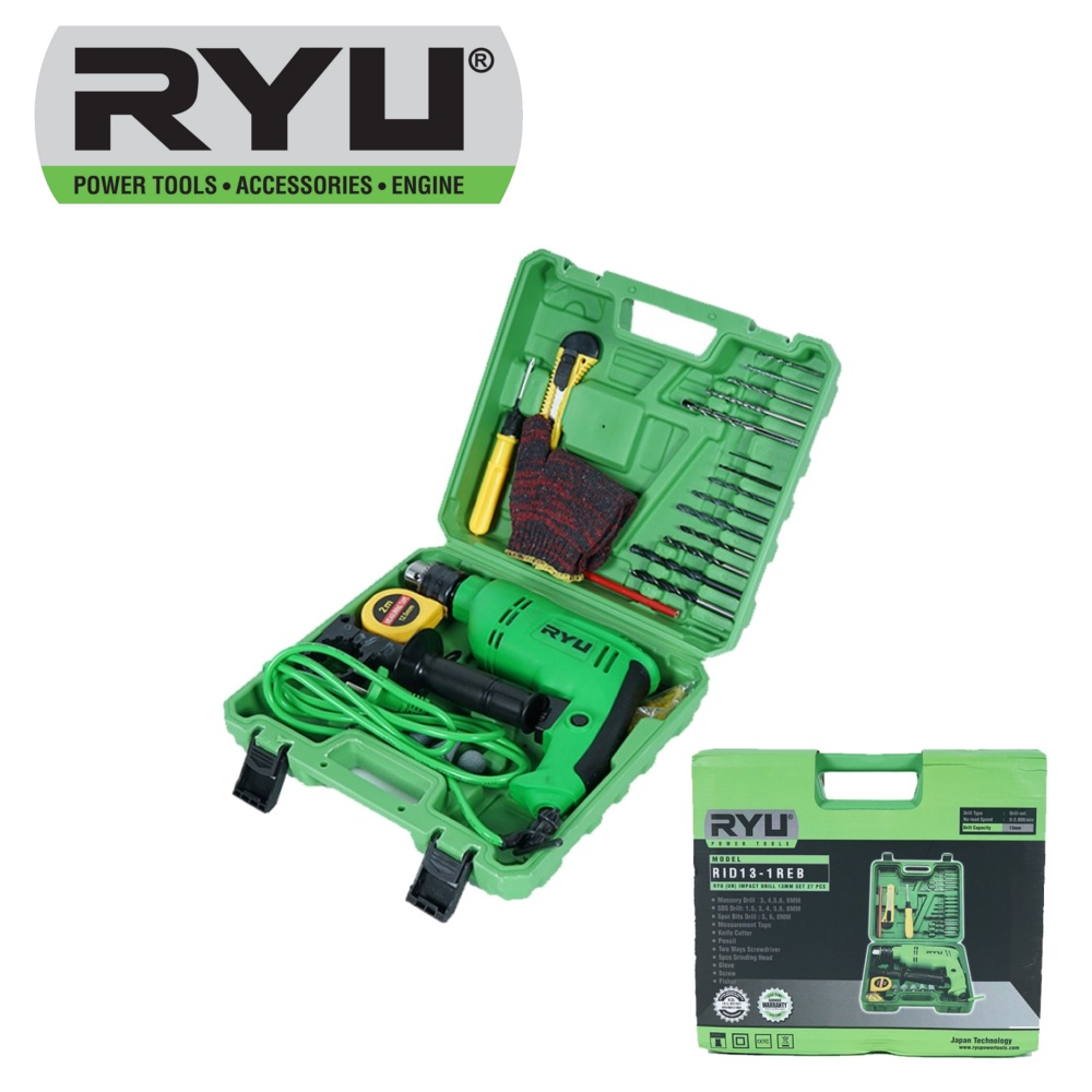 Jual RYU Mesin Bor RID13-1REB Drill Tangan Variable Set 27pcs 13mm RID ...