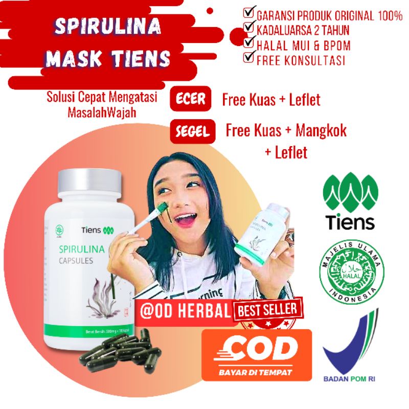 Jual Masker Spirulina Tiens Original 100% Bpom Asli Isi 100 Kapsul Free ...