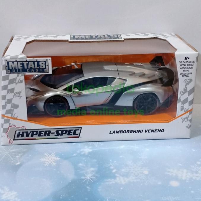 Modellino Auto Lamborghini Veneno Nero Opaco 1:24 Di Jada - Hyper-Spec Series, Die-cast