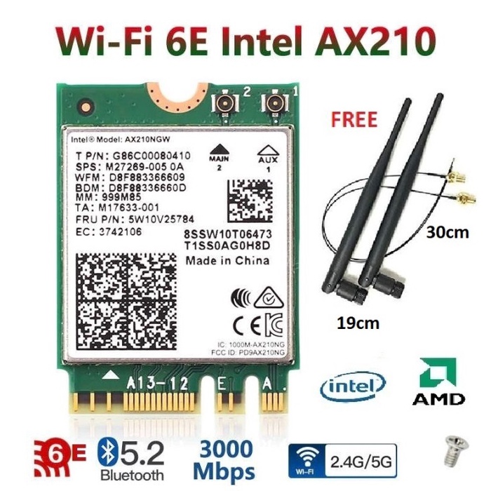 Jual NEW SERIES WIFI 6 6E WIRELESS CARD INTEL AX210 BLUETOOTH 5.2 AX ...
