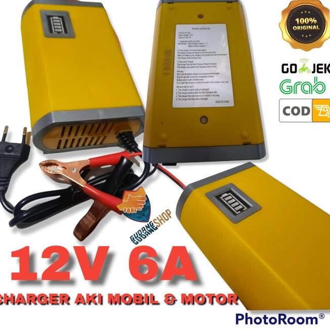 Jual CAS AKI MOTOR DAN MOBIL - CHARGER AKI 6A 12V ORIGINAL | Shopee