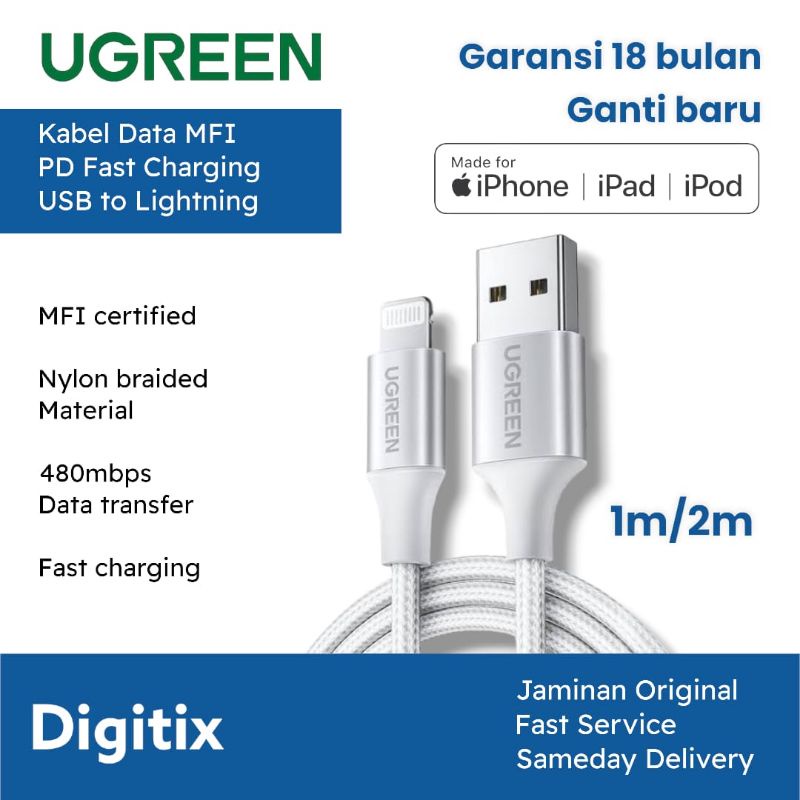 Mfi Certified Usb To Lightning Cable Fast Charging Jual UGREEN