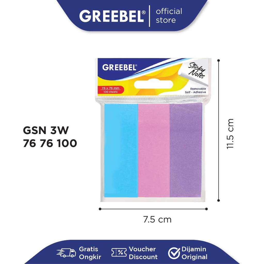Jual Greebel Sticky Note Catatan Notepad Kertas Catatan 100 Lembar [ 3W ...