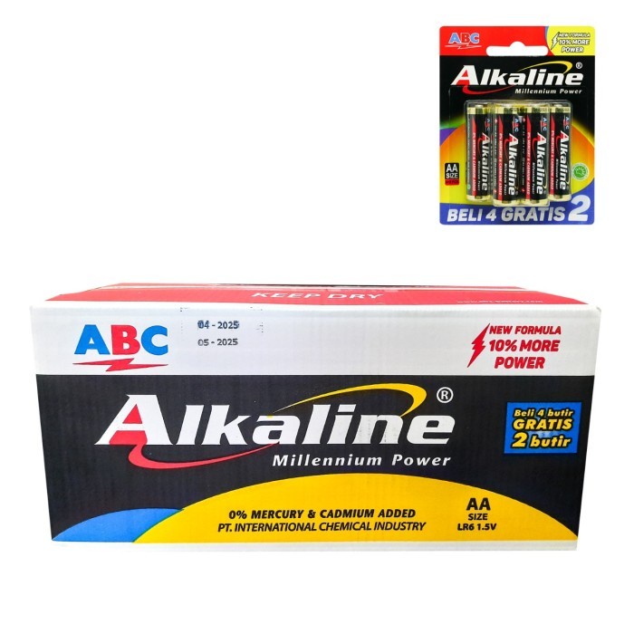 Jual Batre Abc Alkaline Aa / A2 Isi 6 (4+2) Lr6 1 Carton Isi 72 Hanger ...