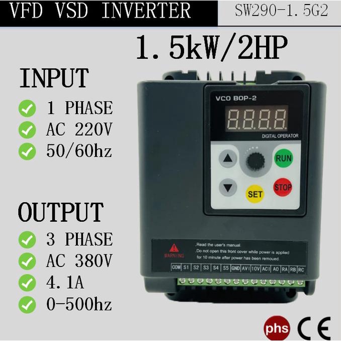 Jual VFD VSD Inverter Input 1 Phase 220V Output 3 Phase 380V | Shopee ...