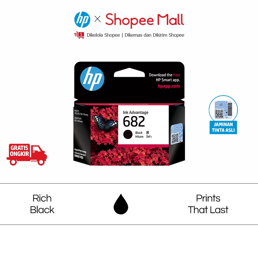Jual HP Tinta Ink Cartridge Black 682 Bebas Ongkir - 3YM77AA | Shopee ...