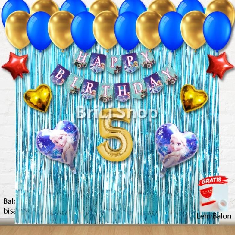 Jual Paket Set Dekorasi Ulang Tahun Anak Perempuan Tema Frozen Pesta